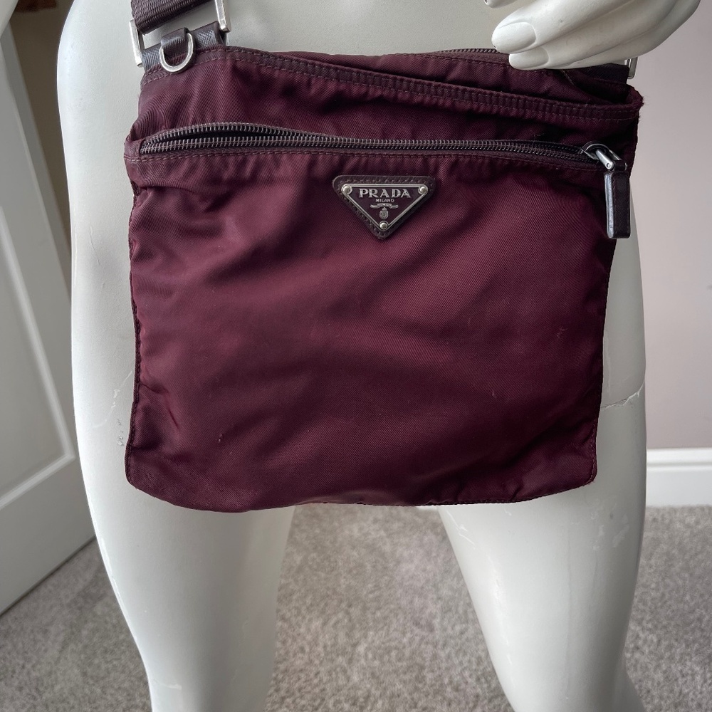 P - 48 Prada Burgundy Nyon Crossbody messenger bag